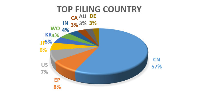 Top green hydrogen patent filing country
